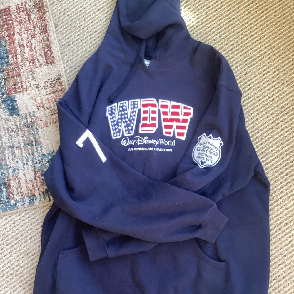Disney Navy Hoodie with WDW Patriotic Logo